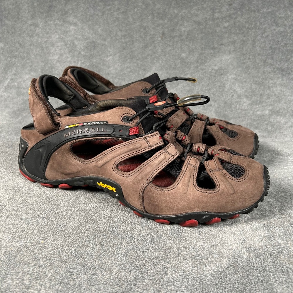 Merrell Chameleon II Web Leather Hiking Sandals Mens 12 Chocolate Brown Vibram